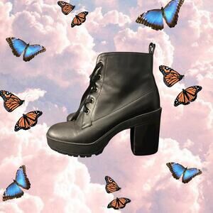 Forever 21 Laced Heel Combat Boots